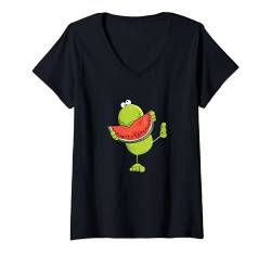 Damen Wassermelone Frosch Tshirt I Sommer Früchte T Shirt I Fun T-Shirt mit V-Ausschnitt von MODARTIS - Lustige Frösche T-Shirts & Geschenke