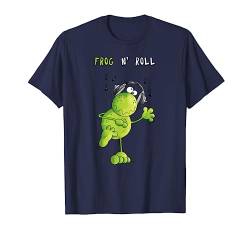 Frog N' Roll T Shirt I Frosch Fun Shirt I Kopfhörer Musik T-Shirt von MODARTIS - Lustige Frösche T-Shirts & Geschenke