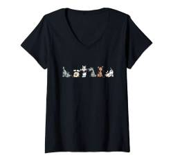 Damen Happy Hunde Team I Hunde Comic I Hundefreund Fun Geschenk T-Shirt mit V-Ausschnitt von MODARTIS - Lustige Hundemotiv T-Shirts & Geschenke
