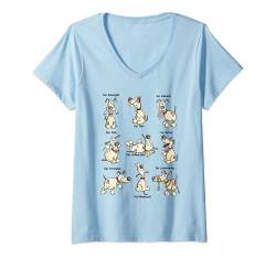 Damen Hunde Yoga Comic T Shirt I Hundefreunde Funshirt T-Shirt mit V-Ausschnitt von MODARTIS - Lustige Hundemotiv T-Shirts & Geschenke