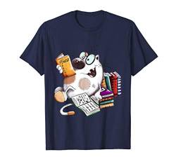 Bücherwurm Katze I Katzenmotiv Leseratte Katze Liest Buch T-Shirt von MODARTIS - Lustige Katzen T-Shirts & Geschenke