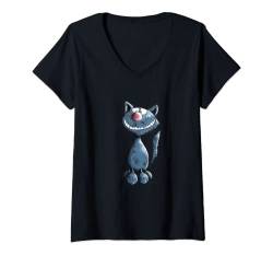 Damen Lachende Katze I Katzenmotiv Katzendruck Katzen Fun T-Shirt mit V-Ausschnitt von MODARTIS - Lustige Katzen T-Shirts & Geschenke