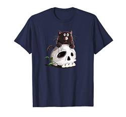 Lustige Katze auf Totenkopf I Schädel Skull Design I Fun T-Shirt von MODARTIS - Lustige Katzen T-Shirts & Geschenke