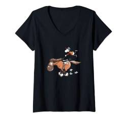 Damen Lustiges Rennpferd mit Reiter T Shirt Pferde Geschenk Idee T-Shirt mit V-Ausschnitt von MODARTIS - Pferde Cartoon T-Shirts & Geschenke