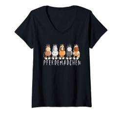 Damen Pferdemädchen Pferde Sprüche I Pferdemotiv Reiter Fun T-Shirt mit V-Ausschnitt von MODARTIS - Pferde Cartoon T-Shirts & Geschenke