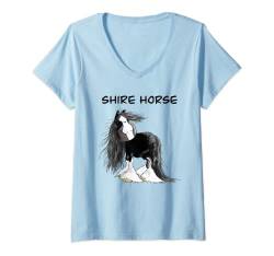 Damen Shire Horse I Kaltblut Pferde I Shire Horses Fun Pferd T-Shirt mit V-Ausschnitt von MODARTIS - Pferde Cartoon T-Shirts & Geschenke