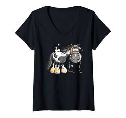 Damen Süßer Schecke I Pferd Pony I Pferde Fan Fun T-Shirt mit V-Ausschnitt von MODARTIS - Pferde Cartoon T-Shirts & Geschenke