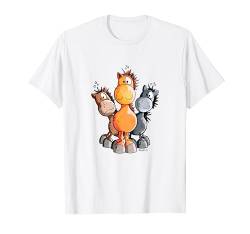 Happy Pferde Trio T Shirt I Pony Pferd T-Shirt Funshirt T-Shirt von MODARTIS - Pferde Cartoon T-Shirts & Geschenke