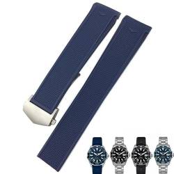 MODBAND 20 mm 22 mm Naturkautschuk-Armband, für TAG Heuer Aquaracer 300 500 Watch Taucharmband, Sport-Silikon-Armband (Color : Blue silver, Size : 20mm(41mm Dial)) von MODBAND
