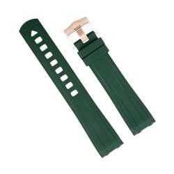 MODBAND 20 mm gebogenes Ende, hochwertiges FKM-Fluorkautschuk, neue Uhrenarmbänder für Omega-Armband, Seamaster 300, Taucharmband, Armbänder, Dornschließe (Color : Green, Size : 20MM) von MODBAND