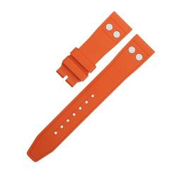 MODBAND 20 mm naturfarbenes Fluorkautschuk-FKM-Gummi mit Nietenarmband für IWC-Armband Big Pilot Mark Portugieser TOP GUN Weiches Armband (Color : Orange, Size : 21MM) von MODBAND