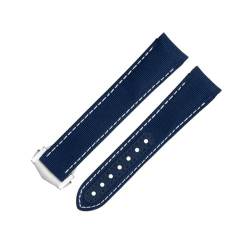 MODBAND 20 mm orangefarbenes Nylon-Stoff-Uhrenarmband, passend für Omega-Armband für AT150 Seamaster 300 Planet Ocean De Ville Speedmaster Uhrenarmband mit gebogenem Ende (Color : Blue 22, Size : 20 von MODBAND