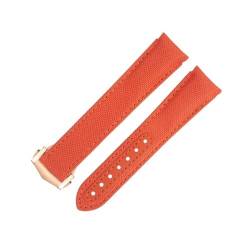 MODBAND 20 mm orangefarbenes Nylon-Stoff-Uhrenarmband, passend für Omega-Armband für AT150 Seamaster 300 Planet Ocean De Ville Speedmaster Uhrenarmband mit gebogenem Ende (Color : Orange 6, Size : 2 von MODBAND