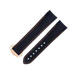 MODBAND 20 mm schwarzes Nylongewebe-Uhrenarmband, passend für Omega-Armband für AT150 Seamaster 300 Planet Ocean De Ville Speedmaster Uhrenarmband mit gebogenem Ende (Color : Black 6, Size : 20MM) von MODBAND