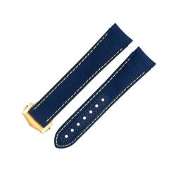 MODBAND 20 mm schwarzes Nylongewebe-Uhrenarmband, passend für Omega-Armband für AT150 Seamaster 300 Planet Ocean De Ville Speedmaster Uhrenarmband mit gebogenem Ende (Color : Blue 15, Size : 20MM) von MODBAND