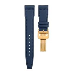 MODBAND 20mm 21mm 22mm Nylon Canvas Lederarmband für IWC SPITFIRE MARK 18 Portugieser Portofino TOP GUN Pilot IW3777 Armband (Color : BLUE Gold buckle A, Size : 22MM) von MODBAND