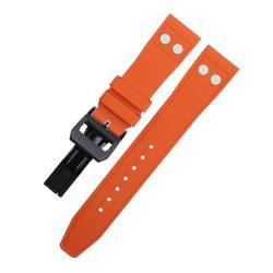 MODBAND 22MM 21MM Natur Fluorkautschuk FKM Gummi mit Nietenarmband für IWC-Armband Big Pilot Mark Portugieser TOP GUN Weiches Armband (Color : Orange2, Size : 21MM) von MODBAND