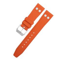 MODBAND 22MM 21MM Natur Fluorkautschuk FKM Gummi mit Nietenarmband für IWC-Armband Big Pilot Mark Portugieser TOP GUN Weiches Armband (Color : Orange6, Size : 20MM) von MODBAND