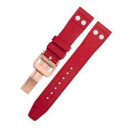 MODBAND 22MM 21MM Natur Fluorkautschuk FKM Gummi mit Nietenarmband für IWC-Armband Big Pilot Mark Portugieser TOP GUN Weiches Armband (Color : Red4, Size : 21MM) von MODBAND