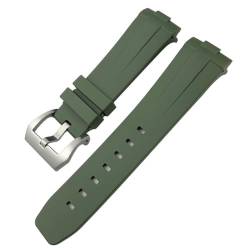 MODBAND 24 mm gebogenes Ende, Naturkautschuk-Armband für Panerai LUMINOR SUBMERSIBLE PAM, wasserdichtes Silikon-Uhrenarmband mit Schmetterlingsschnalle (Color : Green Tang, Size : 24mm) von MODBAND