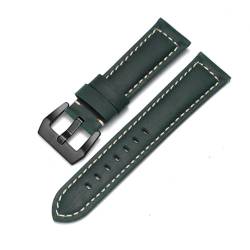 MODBAND Echtes Leder Uhrenarmband für Panerai Rindsleder Crazy Horse Armband Herren Armband Glattes Armband 20mm 22mm 24mm 26mm (Color : Green-Black, Size : 20mm) von MODBAND