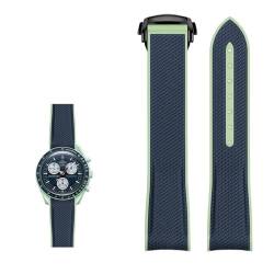 MODBAND Für Moonswatch-Uhr, weiches Silikonarmband für Omega X Swatch MoonSwatch Speedmaster 20-mm-Uhr, wasserdichtes Schnellverschluss-Ersatzarmband (Color : Green 3, Size : 20mm) von MODBAND