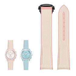 MODBAND Für Moonswatch-Uhr, weiches Silikonarmband für Omega X Swatch MoonSwatch Speedmaster 20-mm-Uhr, wasserdichtes Schnellverschluss-Ersatzarmband (Color : Pink 3, Size : 20mm) von MODBAND