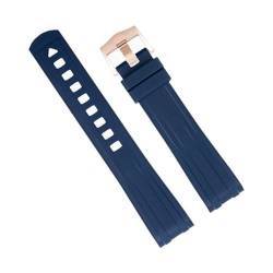 MODBAND Für Omega-Armband Seamaster 300 Taucharmband, Armbänder, Dornschließe, 20 mm, gebogenes Ende, hochwertiges FKM-Fluorkautschuk, neues Uhrenarmband (Color : Blue, Size : 20MM) von MODBAND