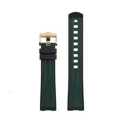 MODBAND Für Omega Seamaster 300 Universe 007 Curved End Fluorkautschuk Silikon Armband 20mm Uhr Soft Strap Herren Ersatz (Color : Black Green3, Size : 20mm) von MODBAND