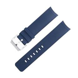 MODBAND Gebogenes Ende, 22 mm, Schnellverschluss-Uhrenarmband für IWC-Armband, Aquatimer-Familie, Fluorkautschuk-Armband, 2 Stile (Color : Blue Silver Buckle) von MODBAND