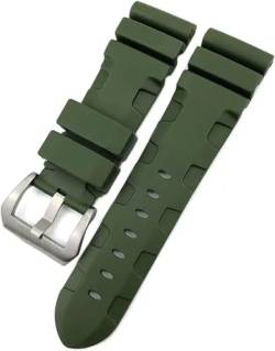 MODBAND Gummi-Armband, 24 mm, 26 mm, Silikon-Uhrenarmband, passend für Panerai Submersible Luminor PAM, grün, blau, wasserdichtes Armband (Color : Green pin, Size : 24mm) von MODBAND