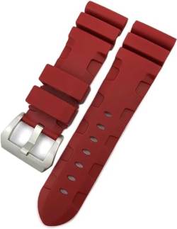 MODBAND Gummi-Armband, 24 mm, 26 mm, Silikon-Uhrenarmband, passend für Panerai Submersible Luminor PAM, grün, blau, wasserdichtes Armband (Color : Red pin, Size : 26mm) von MODBAND