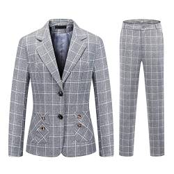 MODFUL Damen-Blazer mit langen Ärmeln, für Business, Büro, formell, elegant, 2-teilig, grau, Large von MODFUL