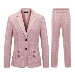 MODFUL Damen-Blazer mit langen Ärmeln, für Business, Büro, formell, elegant, 2-teilig, rose, Medium von MODFUL