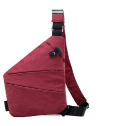 Anti-Diebstahl Reise Schultertasche, Unisex Nylon Brusttasche, Leichte Und Einfache Große Kapazität Anti-Diebstahl Schultertasche, Perfekte Reisebegleiter (Linke Schulter,Wine red) von MODINK