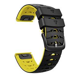 CAREG 22 mm breites Riemen geeignet mit Garmin Fenix6 Pro/ Fenix7 Trapezoidaler Schnellfreisetz Durable (Color : Black yellow, Size : 22mm) von MODINK