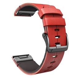 MODINK CAREG 26mm Uhrenband kompatibel mit Fenix 5x/Fenix 5x plus echtes Lederband 22 mm kompatibel mit Fenix 6/Fenix 6 Pro/Forerunner 935 Durable (Color : Rosso, Size : 22mm) von MODINK