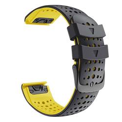 MODINK CAREG Silikon Uhrenband 22 mm Breite Ersatzriemen kompatibel mit Fenix 6 5 Plus 6 Pro -Band -kompatibel mit Forerunner 935 945 Durable (Color : Black Yellow, Size : 22mm) von MODINK