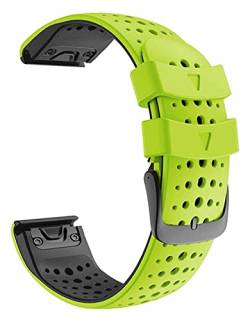 MODINK CAREG Silikon Uhrenband 22 mm Breite Ersatzriemen kompatibel mit Fenix 6 5 Plus 6 Pro -Band -kompatibel mit Forerunner 935 945 Durable (Color : Green Black, Size : 22mm) von MODINK
