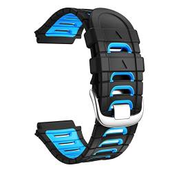MODINK CAREG Uhrenband kompatibel mit Forerunner 92 0xt Silikonriemen farbenfrohe Ersatz Armband Weiches Sportarmband Durable (Color : Black Blue, Size : For Forerunner 920XT) von MODINK