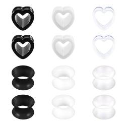 MODRSA 10MM Ear Tunnel Plug Silikon Flared Flexibler Herz Tunnel Expander Stretching Damen Frauen Ear Skin Flexibles Fleisch 6Paare von MODRSA