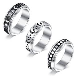 MODRSA Fidget Band Ringe Set Titan Anti-Angst Spinner Ringe für Frauen Männer Ring Damen Stress Ringe Roller Ringe zum Stressabbauen Hochzeitsversprechen Größe 20 von MODRSA