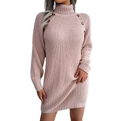 Damen Pullover Pullover Rollkragen Langarm Solid Winter Strickpullover Kleid Strickkleid Damen Zopfmuster von MODSGUE