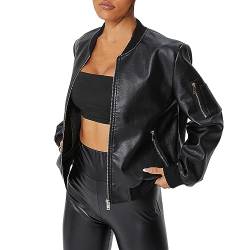 MODSGUE Bikerjacke Damen Moto Ledermantel Motorrad Bomberjacke Outwear Trachtenjacke Leichte Softshelljacke Für Geschenk Langarm Lederjacke Casual Winterparka von MODSGUE