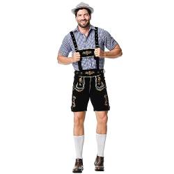 MODSGUE Herren Trachten Lederhose Bayerisches Lederhosen Party Trachtenlederhose Retro Bier Kostüm Für Oktoberfest Feierlichkeiten Und Events Halloween Trachtenbekleidung von MODSGUE