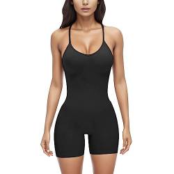 MODSGUE Shapewear Damen Bauchweg Body Taillenmieder Overalls Stark Formend Bodysuit Ärmellos Miederbody Body Shaper Damen Rückenfrei Unterwäsche (TW1-Black, S) von MODSGUE