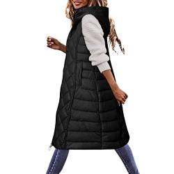 MODSGUE Steppweste Damen Lang Outdoor Damenweste Regular Passform Winterjacke Herbst Winter Puffer Jacke Für Alltagsleben Reise Und Büro Ärmellose Steppweste Oversize Outdoorweste von MODSGUE