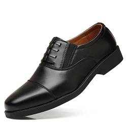MOEIDO Herren-Schnürer Men Dress Shoes Brand Business Leather Shoes for Mens Comfortable Pointed Social Shoe (Color : No lace up Black, Size : 40 EU) von MOEIDO