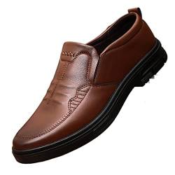 MOEIDO Herren-Schnürer Men Leather Casual Shoes Male Outdoor Walking Shoe Comfortable Men Sneakers Soft Loafers Men Shoes (Color : Bruin, Size : 41 EU) von MOEIDO