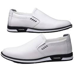 MOEIDO Herren-Schnürer Men Leather Shoes Breathable Casual Shoes Business Formal Dress Shoes Male Loafers Single Shoe (Color : White, Size : 43 EU) von MOEIDO